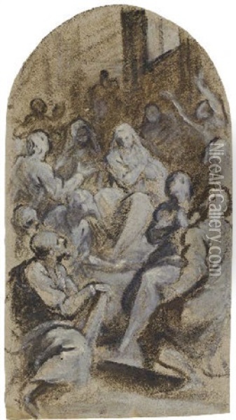 La Pentecote Oil Painting - Jacopo Palma il Giovane