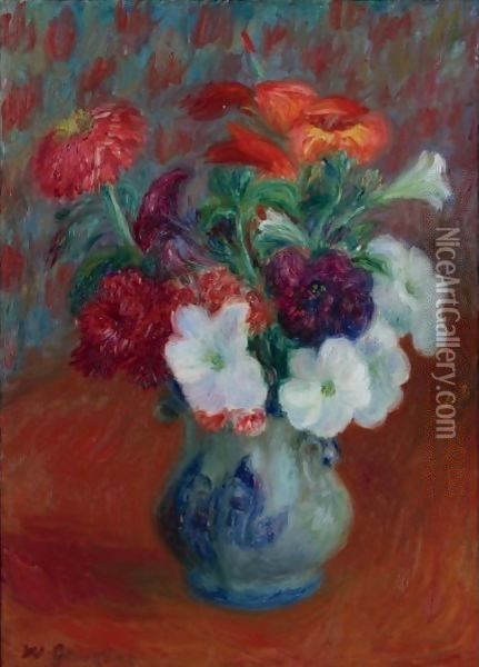 Floral Still Life Oil Painting - William Glackens