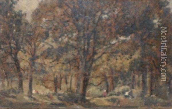 A Woodland Scene With Figures Oil Painting - George Frederick Watts