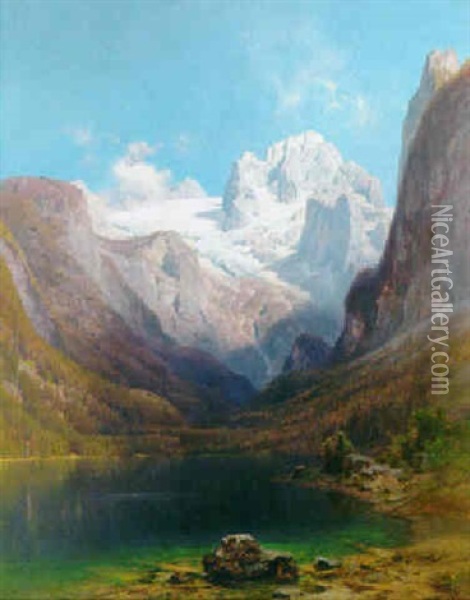 Dachstein Und Vorderer Gosau-see Oil Painting - Anton Hansch