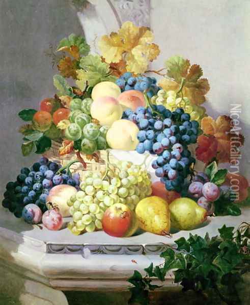 Still life with grapes and pears Oil Painting - Eloise Harriet Stannard