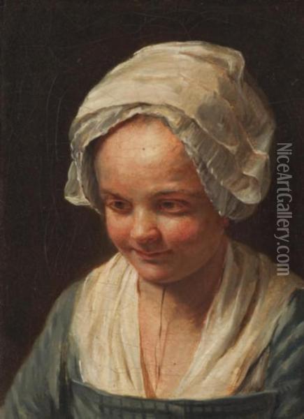 Portrait De Jeune Fille A La Coiffe Oil Painting - Francois-Bernard Lepicie