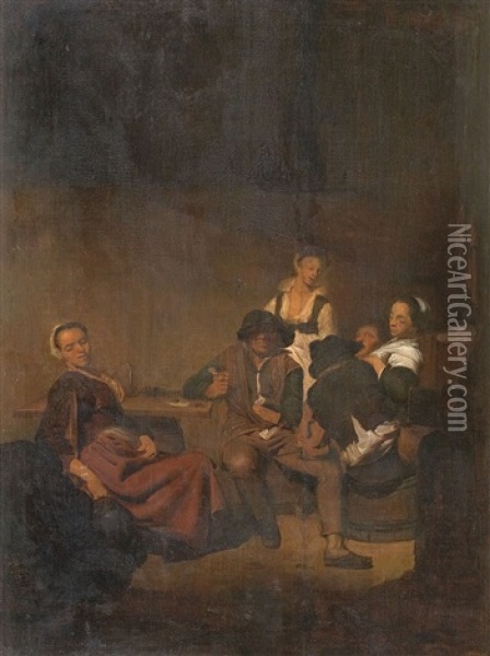Interieur Mit Figurengruppe Um Einen Tisch Oil Painting - Cornelis Pietersz Bega