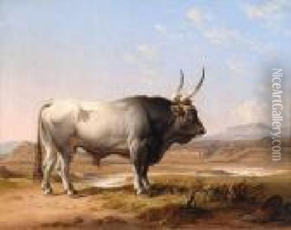 Cow At Dusk Oil Painting - Hendrik Voogd
