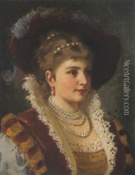 Dame In Historischem Kostum Oil Painting - Anton Ebert
