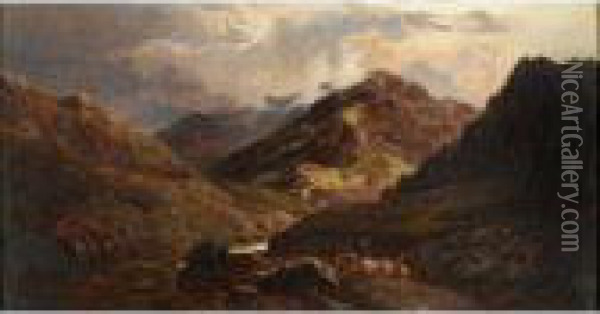 A Mountain Pass, Savoy Oil Painting - Sidney Richard Percy