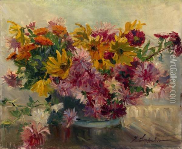 Bouquet Of Flowers Oil Painting - Georges Lapchine