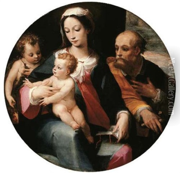 The Holy Family With The Infant Saint John The Baptist Oil Painting - Alessandro Casolani