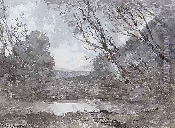 Woodland Landscape with a Pond Oil Painting - Henri-Joseph Harpignies
