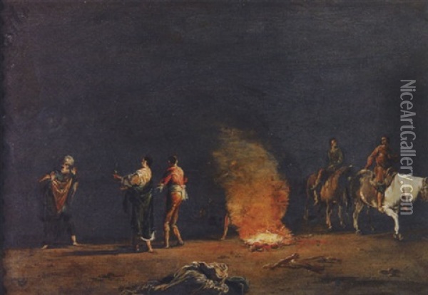 Nachtliches Feuer Oil Painting - Leonard Bramer