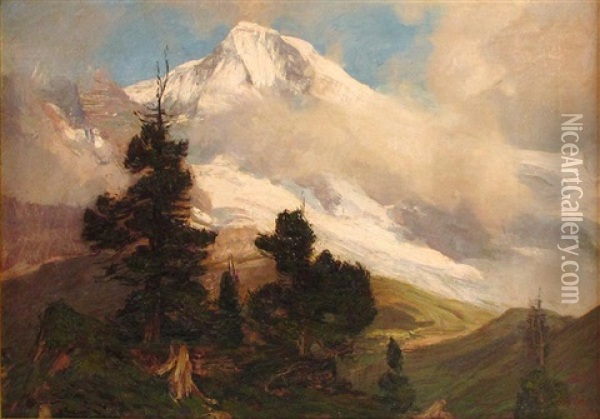 Im Berner Oberland. Blick Auf Das Jungfraumassiv Mit Scheideck Oil Painting - Georg Macco