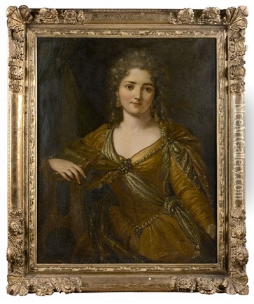Portrait De Femme De Qualite En Euterpe Oil Painting - Charles-Antoine Coypel
