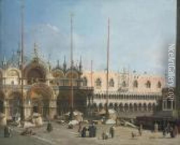 The Piazza San Marco, Venice Oil Painting - (Giovanni Antonio Canal) Canaletto