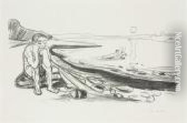 Omega's Flight, From Alpha And Omega Oil Painting - Edvard Munch