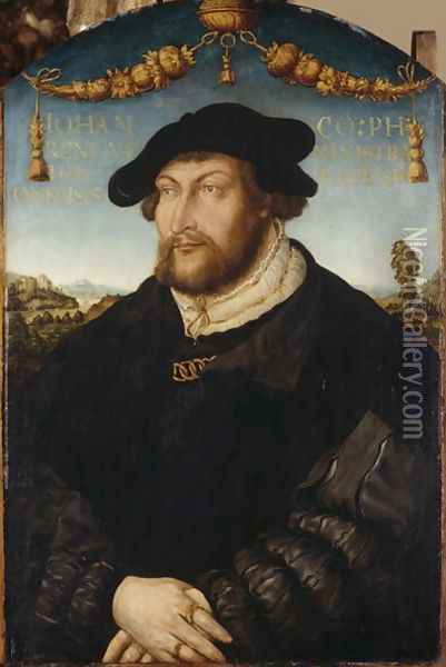 Portrait of Count Palatine Johann III. Administrator of Regensburger Diocese, c.1526 Oil Painting - Hans Wertinger