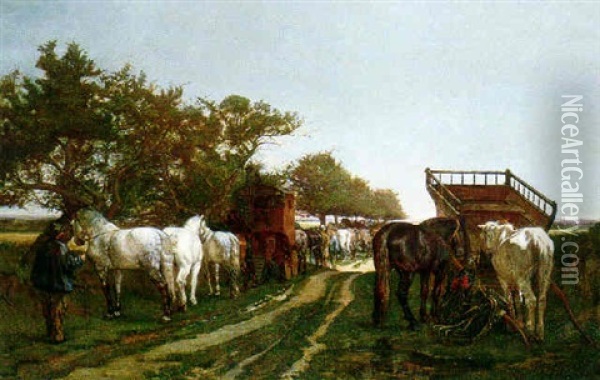 The Horse Market Oil Painting - Charles Edouard Frere