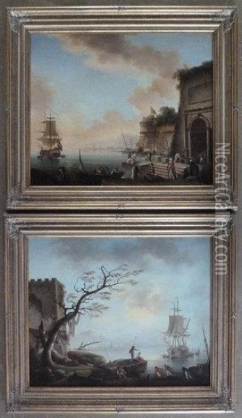 Dutch Ship Off An Eastern Harbour Oil Painting - Claude-joseph Vernet