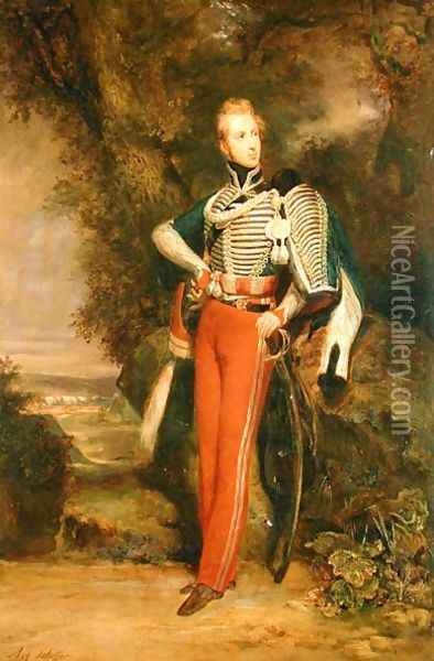 Portrait of Ferdinand of Orleans 1810-42 in the uniform of a Colonel of the 1st Hussars, c.1830 Oil Painting - Ary Scheffer