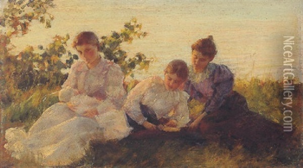 Three Women Oil Painting - Charles Courtney Curran