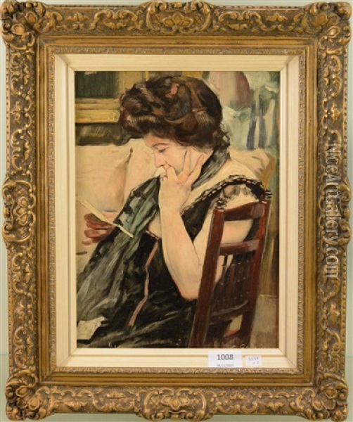 La Lettre Oil Painting - Franz (Bernard) Gailliard