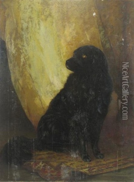 Black Dog Oil Painting - Roswell Morse Shurtleff