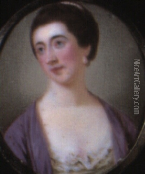 A Lady (georgiana Caroline, Countes Cowper?) In White Dress Oil Painting - Nathaniel Hone the Elder