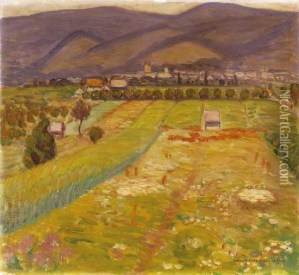 Nthe View Of Nagybanya Oil Painting - Bela Ivanyi Grunwald