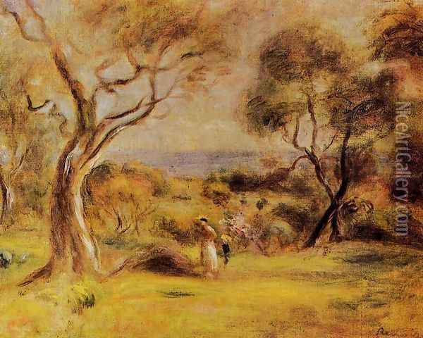 A Walk By The Sea Oil Painting - Pierre Auguste Renoir