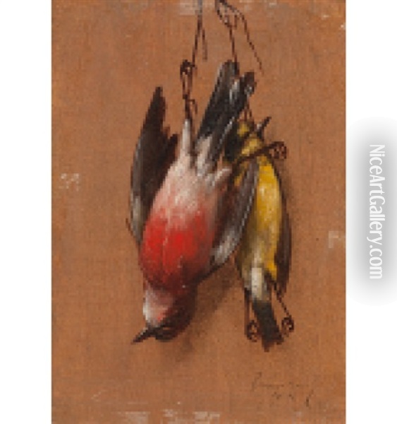 Jagdstillleben Mit Zwei Toten Vogeln Oil Painting - Maurice-Jean Bourguignon
