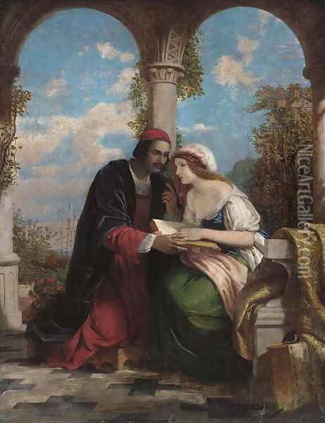 Abelard and Heloise on a terrace Oil Painting - Sir Charles Lock Eastlake