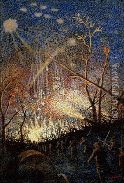 Rockets At Night Oil Painting - Theodore Earl Butler