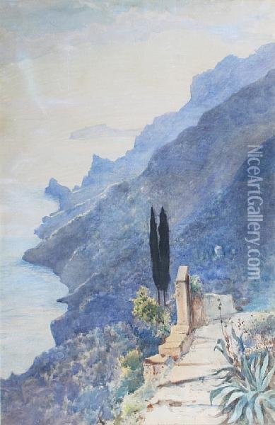 View On The Riviera Oil Painting - Ainslie H. Bean