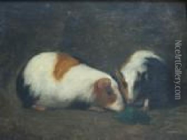 Two Guinea Pigs Oil Painting - Louis Mettling