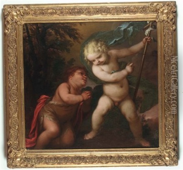 Gesu Bambino E San Giovannino Oil Painting - Giovanni Stefano Danedi
