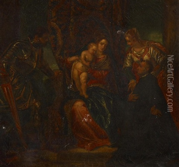 Die Hl. Jungfrau Mit Dem Kind Zwischen Der Hl. Justine Und Dem Hl. Georg (after Veronese) Oil Painting - Jan Baptist Huysmans