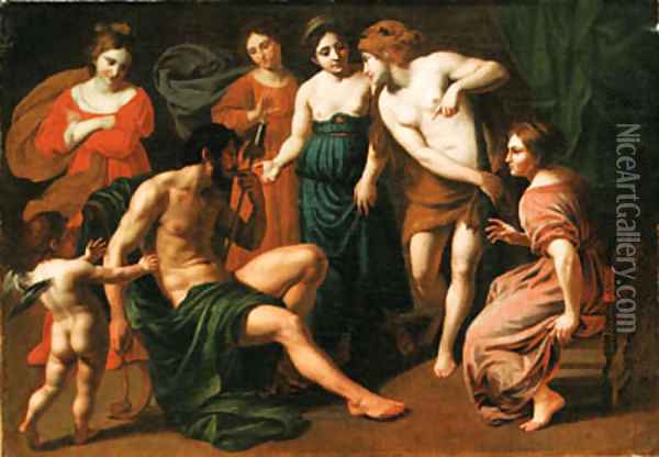 Hercules slaying the Children of Megara Oil Painting - Alessandro Turchi (Orbetto)