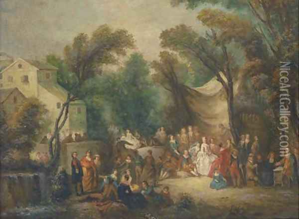 The garden party Oil Painting - Jean-Antoine Watteau