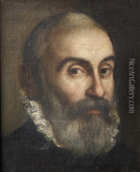 Portrait Of A Bearded Man, Bust-length, In Black Costume With A White Lace Ruff Oil Painting - Leandro da Ponte Bassano