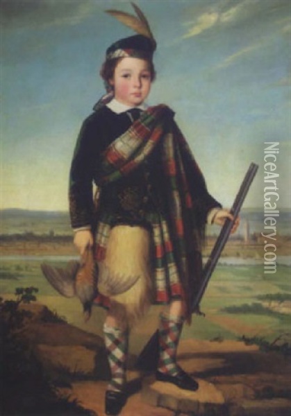 The Young Highlander With Aberdeen In The Distance Oil Painting - John Watson Gordon