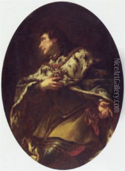 Portrait Of Louis Xiv Oil Painting - Nicolas de Largilliere