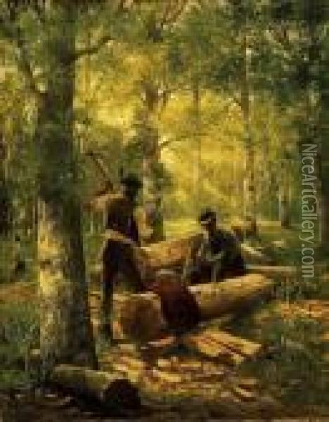 In The Forest Oil Painting - Adolf Kaufmann