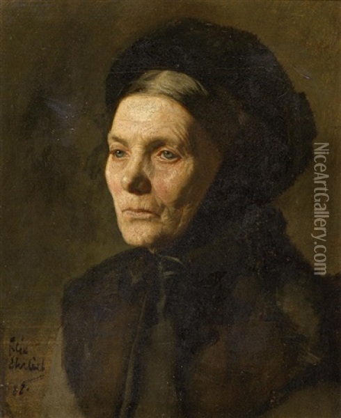 Portrat Einer Frau Mit Haube Oil Painting - Felix Ehrlich