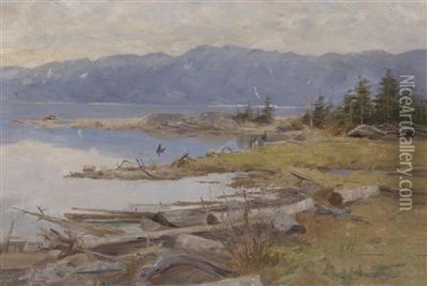 Lakeland Landscape In The Mountains Oil Painting - Eugene Jettel