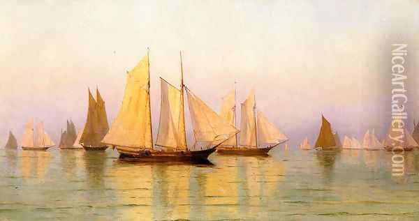 Sloops and Schooners at Evening Calm Oil Painting - William Bradford