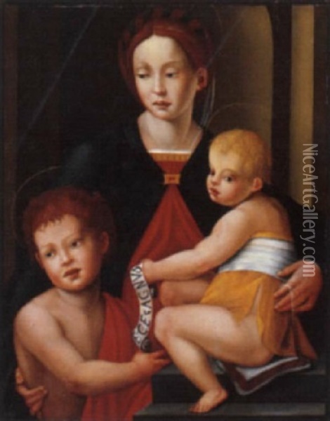 Madonna Con Bambino E San Giovannino Oil Painting - Giuliano Bugiardini