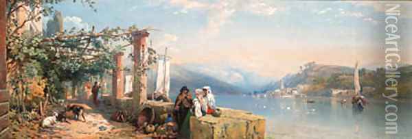 The Bay of Sorrento, Italy Oil Painting - Thomas Miles Richardson, Jnr.