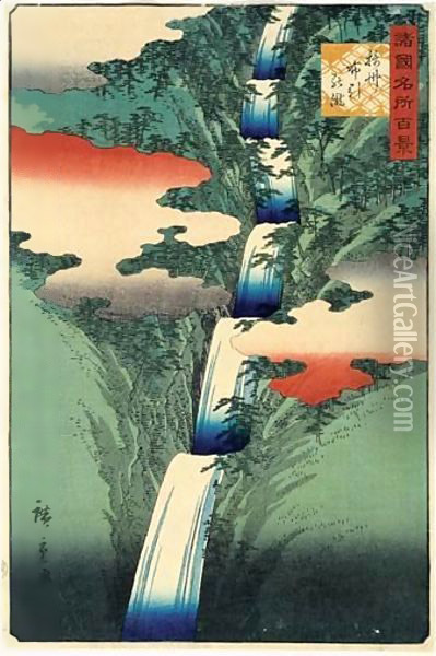 Sesshu Nunobiki No Taki. La Cascade De Nunobiki Dans La Province De Setsu Oil Painting - Utagawa or Ando Hiroshige
