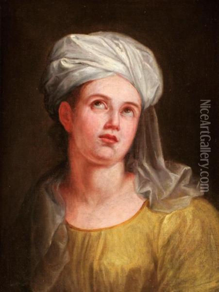 Hans Krets, Kvinna I Orientalisk Huvudbonad Oil Painting - Jean Baptiste Greuze