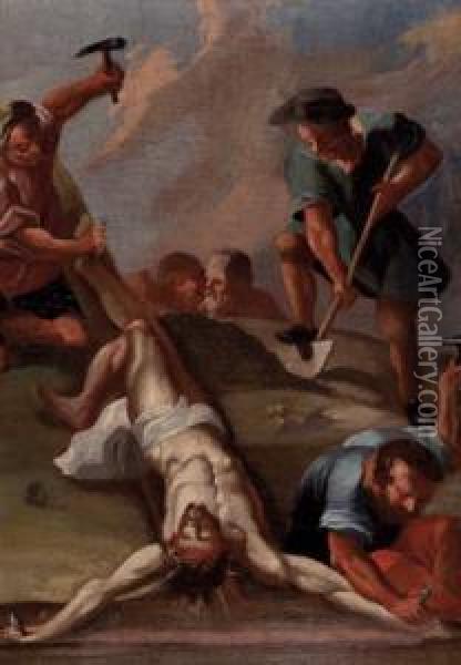 Christus Wird Ans Kreuz Genagelt Oil Painting - Anton Weiss