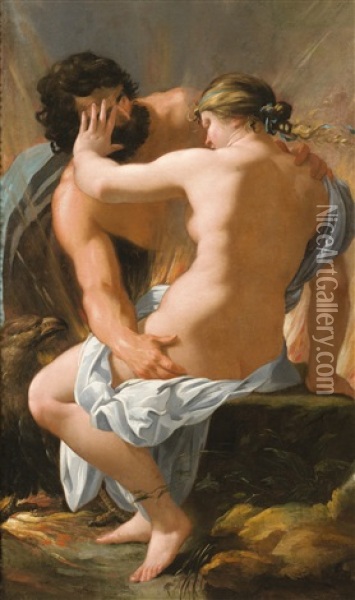 Jupiter And Semele Oil Painting - Francois (le Bourguignon) Perrier